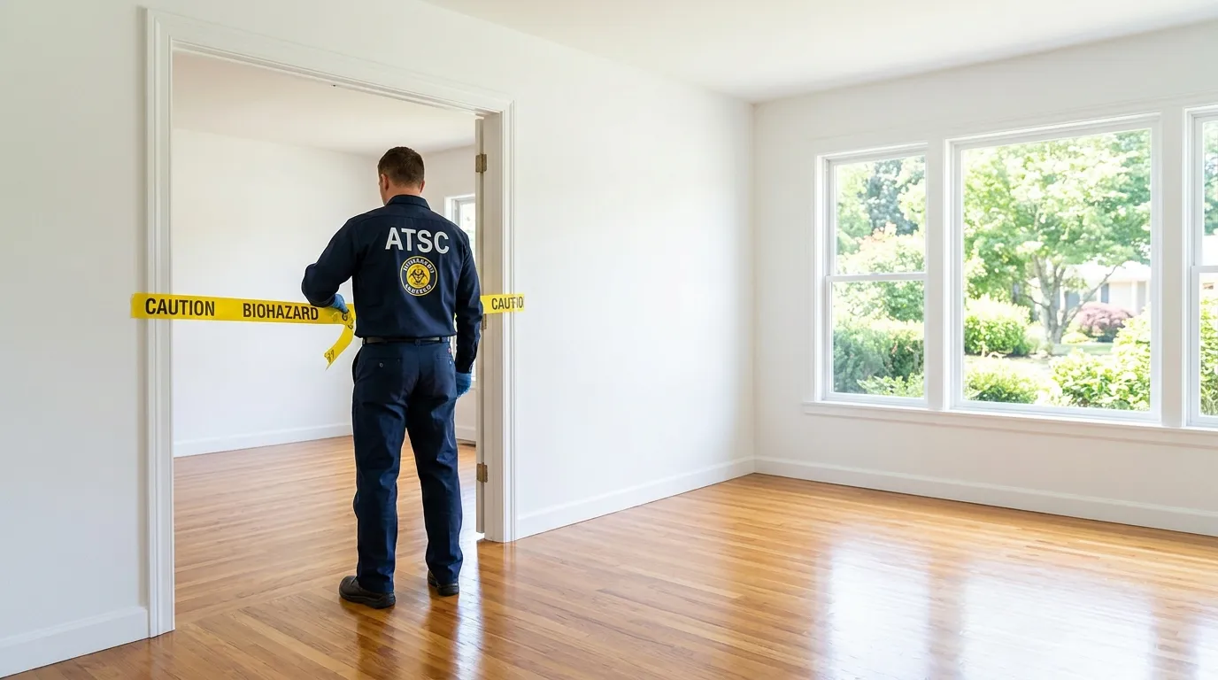 Certified biohazard cleanup crew performing Trauma Scene Cleanup in Hasbrouck Heights